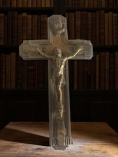 Croix catholique en métal vintage - Grande taille - Décoration murale religieuse