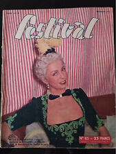 FESTIVAL n°85 du 7/02/1951; Roman-Photo/ Elina Labourdette/ Suzy Solidor
