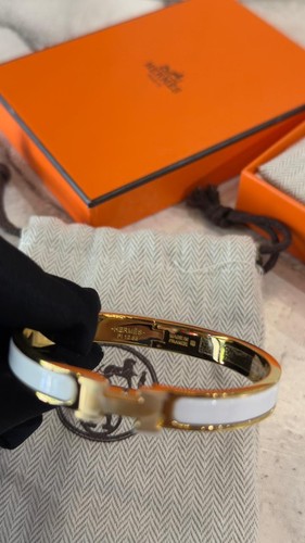 Hermes clic enamel bangle - h,