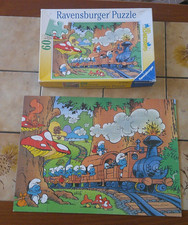 vintage puzzle  SCHTROUMPFS    " le petit train "  complet rare an 1994