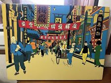 Panneau Bois Laqué - Tintin Et Le Lotus Bleu 