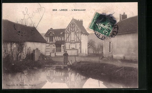 Cpa looze abreuvoir - l´abreuvoir,