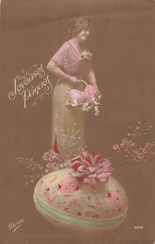 Easter woman elegant basket - easter,