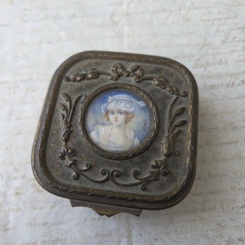 Boite bronze miniature peinte - miniature,
