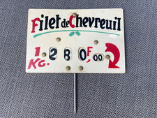 Anc étiquette prix Francs Filet Chevreuil gibier commerce boucherie vintage
