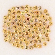 Diamant Rond Coupe Naturel Orange Jaune Saphir 99pcs 3.05ct 1.8mm Lot Gemme