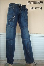 JEANS BLEU DE MARQUE LES P'TITES BOMBES ORIGINAL NEUF US 25 T36/38 
