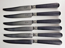 lot de 6 couteaux B. CÔTE  ancien  manche en Ebène et bague couleur argent