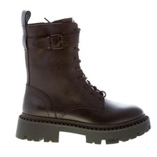 ASH chaussures femme Black soft leather Gena biker boot front lacing side zip