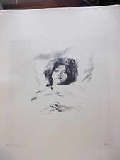 gravure in folio:L'enfant malade (1896)  par PAUL-CESAR HELLEU