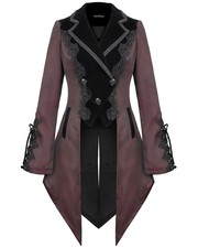 Devil Fashion Femmes Gothique Steampunk Régence Queue de Pie Veste Rouge Noir