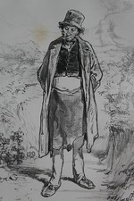 GAVARNI Lithographie originale série PHYSIONOMIES PARISIENNES - LE LUNDI Philo..