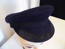 CASQUETTE  AUTHENTIQUE MARINE MILITAIRE BLEU MARINE VISIÈRE NOIR LAINE 1970 T 53