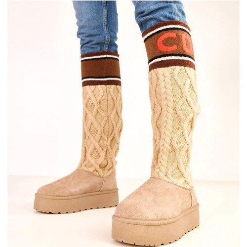 Fur lined faux suede knee - faux,