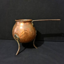Pot à colle sur 3 pieds en cuivre et fer forgé - XXe ou avant