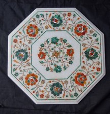 20 " Marbre Coin Fin Table Demi Précieux Pierres Incrustation Art Artisanal