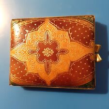 POUDRIER VINTAGE CUIR frappé OR impression orientaliste