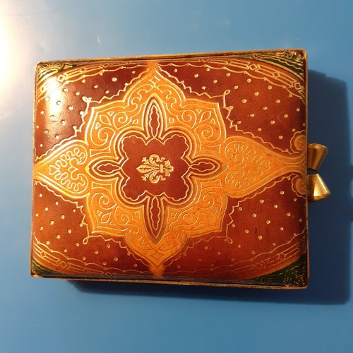 Poudrier vintage cuir - poudrier,