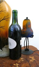 Lampe miniature / veilleuse tulipe Muller Art Déco pâte de verre fer forgé