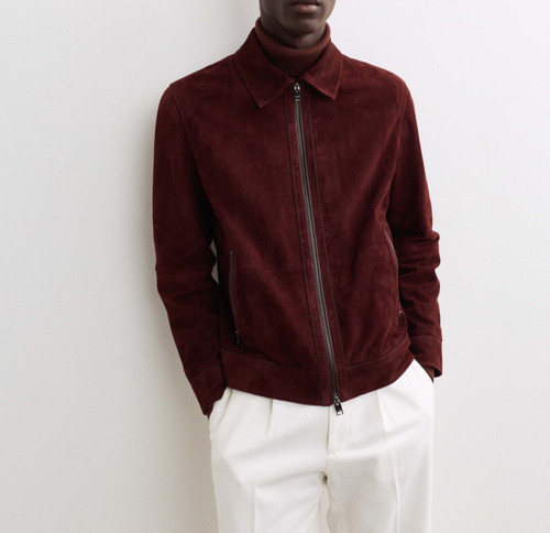 Veste cuir bordeaux cafe - veste,
