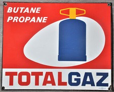 Ancienne plaque émaillée publicitaire TOTAL GAZ collection déco garage atelier