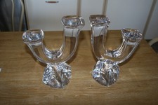 paire de chandeliers en cristal signe daum france annee 50 60 