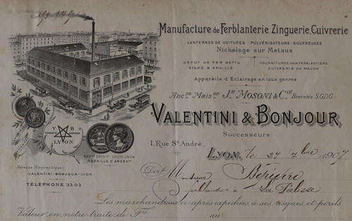 Facture lyon 1907 lanterne - facture,