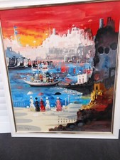 CALOGERO Jean (1922-2001) HUILE S/ TOILE -1976 "LE CIEL FLAMBOYANT DE VENISE" -C