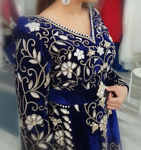 Caftan femme bleu - , brodé