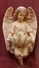 GRAND ANGE EN TERRE CUITE - BENITIER- PHOTOPHORE-BENITIER SIECLE- 45 CM