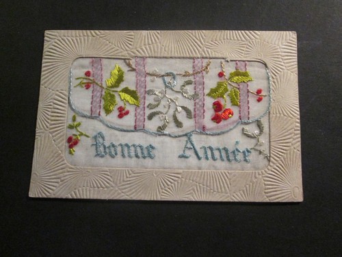 Carte postale ancienne brodee