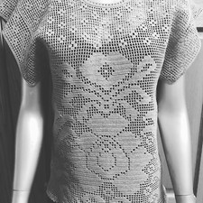 Lace Cottom Grey Top Crochet M