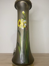 legras ? grand et ancien pied de lampe verre couleur vert avec fleur art nouveau