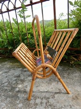 ÉLÉGANT PORTE REVUE EN ROTIN ANCIEN ORIGINAL AUDOUX-MINET SOGNOT