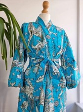 Indien Turquoise Robe en Coton