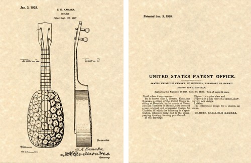 Kamaka ukulele patent art - ukulele,