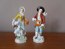 PAIRE DE FIGURINES COUPLE ANIMAUX OIE LAPINS  PORCELAINE  ALLEMANDE SITZENDORF""