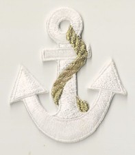 Ecusson patche Ancre marine blanc thermo patch marin thermocollant 