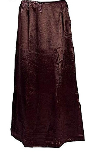 Jupon satiné soie marron - de,