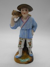 FIGURINE PYROGÈNE / PORTE ALLUMETTE CHINOIS AUX BOIS EN PORCELAINE ALLEMANDE