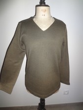 38 40 PULL V DOUX HAUT TOP QUALITE KAKI  PULL V   AGREABLE A PORTER !!!  Manches
