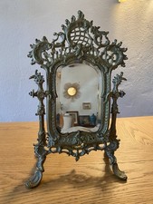 Ancien Miroir à Poser Psyché En Bronze Doré Style Louis XV Rocaille XIX 