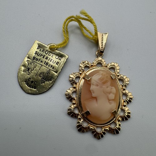 Pendentif camée plaque - or,