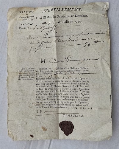 Document 1744 paroisse - document, la