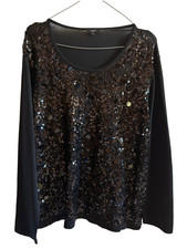 UN JOUR AILLEURS pull noir strass  taille 5 ou 46
