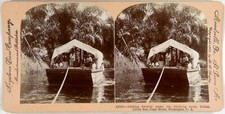 Nicaragua.Rio San Juan.Barco.Rivière.Bateau.Personaje.Stereoview.Photo stereo.