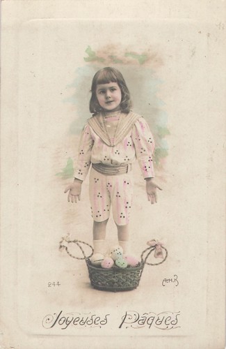 Easter child basket eggs - cp,