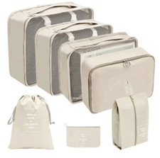 Ensemble ORGANISATEUR RANGEMENT VALISE_VOYAGE X7 - COULEUR BEIGE_VACANCES