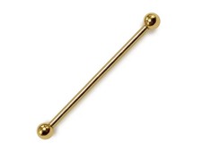 18K or Jaune Ancien Industriel Barre Échafaudage Piercing 14G Corps Bijoux 38mm