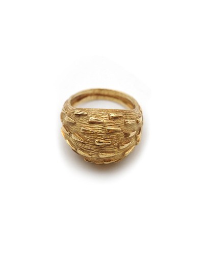 Bague jonc dôme texturée - , en